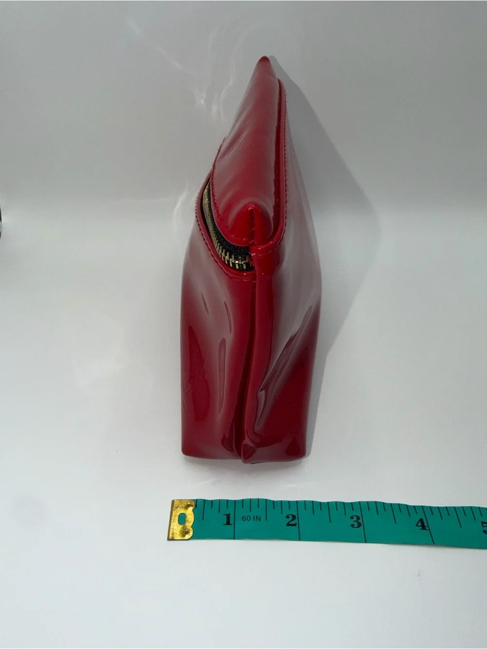 Yves Saint Laurent Red Patent Diagonal-Zip Cosmetic Pouch